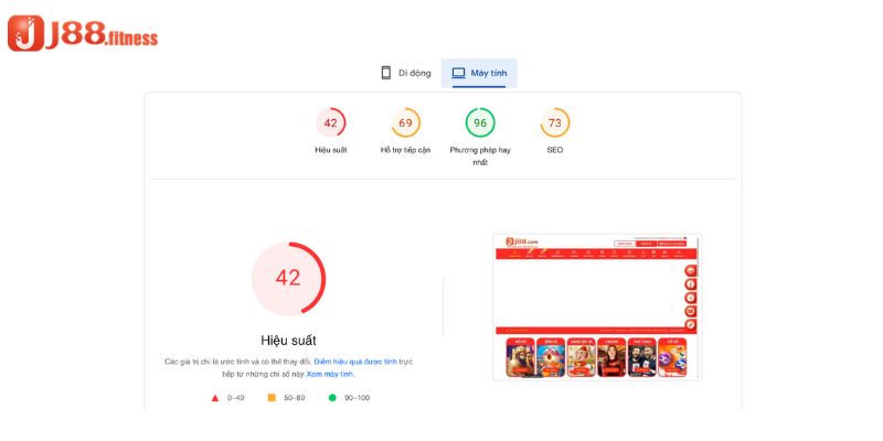 Đánh giá tốc độ load trang của web J88